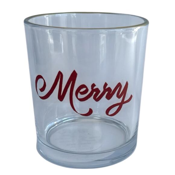 Threshold Merry Glass Tumbler Gold Rim Holiday Drinkware New with Tag - Picture 1 of 5